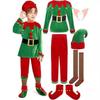 Kids Boys Santa Claus Xmas Green Elf Red Top Pants Hat Sets Children Christmas New Year Cosplay Costumes Performance Role Play Outfit
