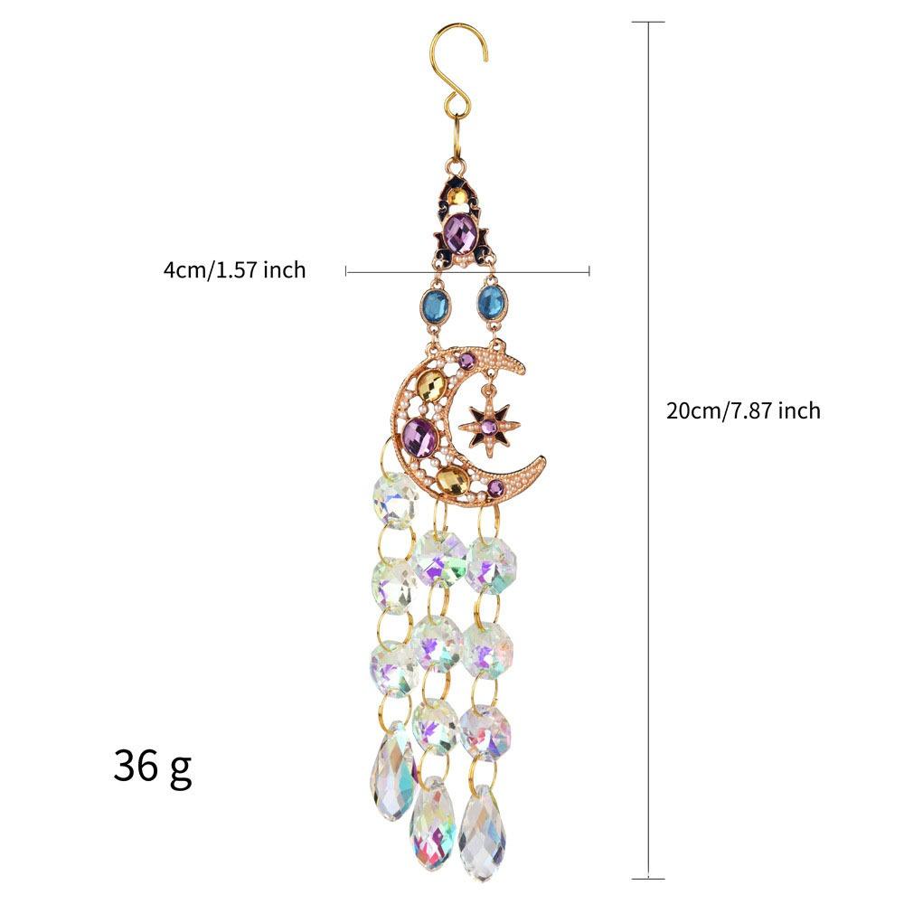 

Sun Moon Suncatcher Wind Chimes Handmade Creative Indoor Hanging Ornament Home Garden Crafts Gift Colorful Crystal Pendant