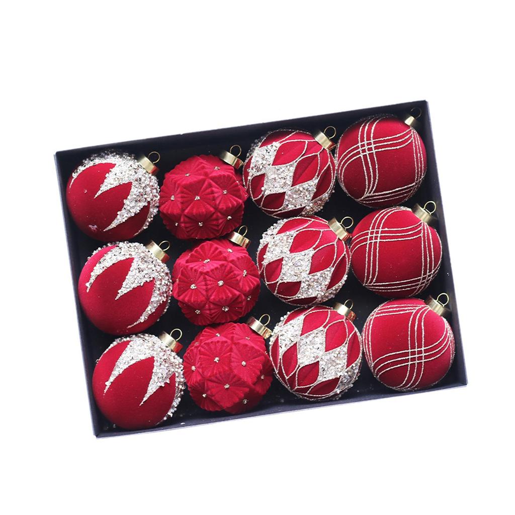 Christmas Tree Decoration Velvet Flocked Ball Shatterproof Hanging Baubles for Home Wedding Party Decor