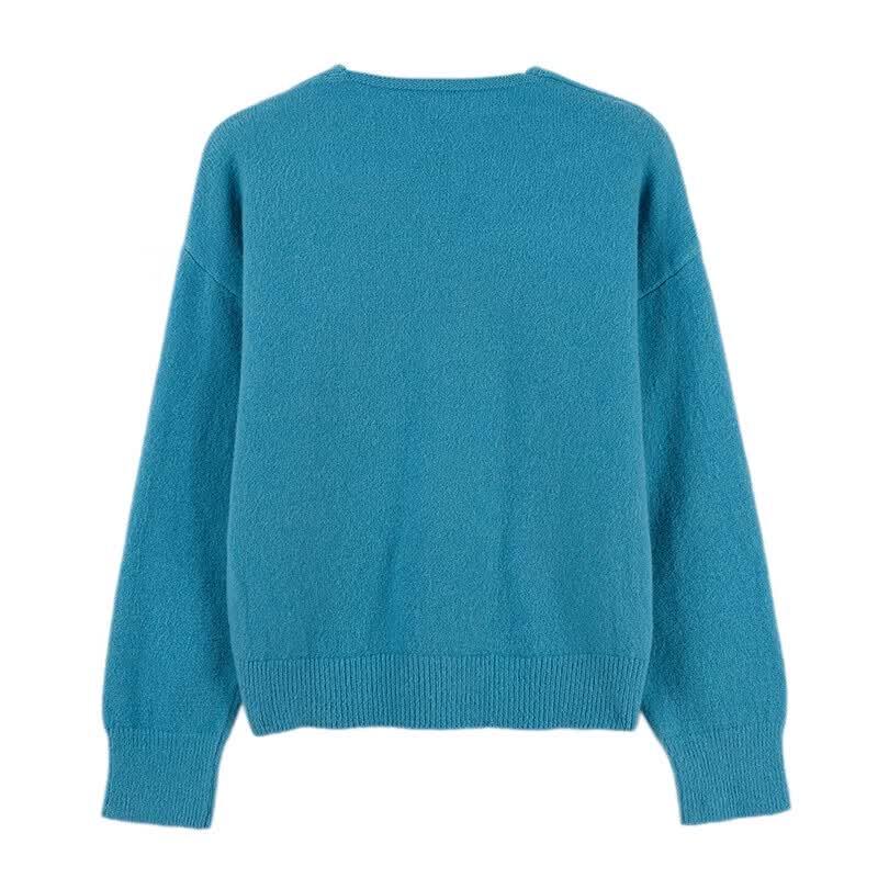 HerPool Women's Relaxed V-Neck Knit Pullover