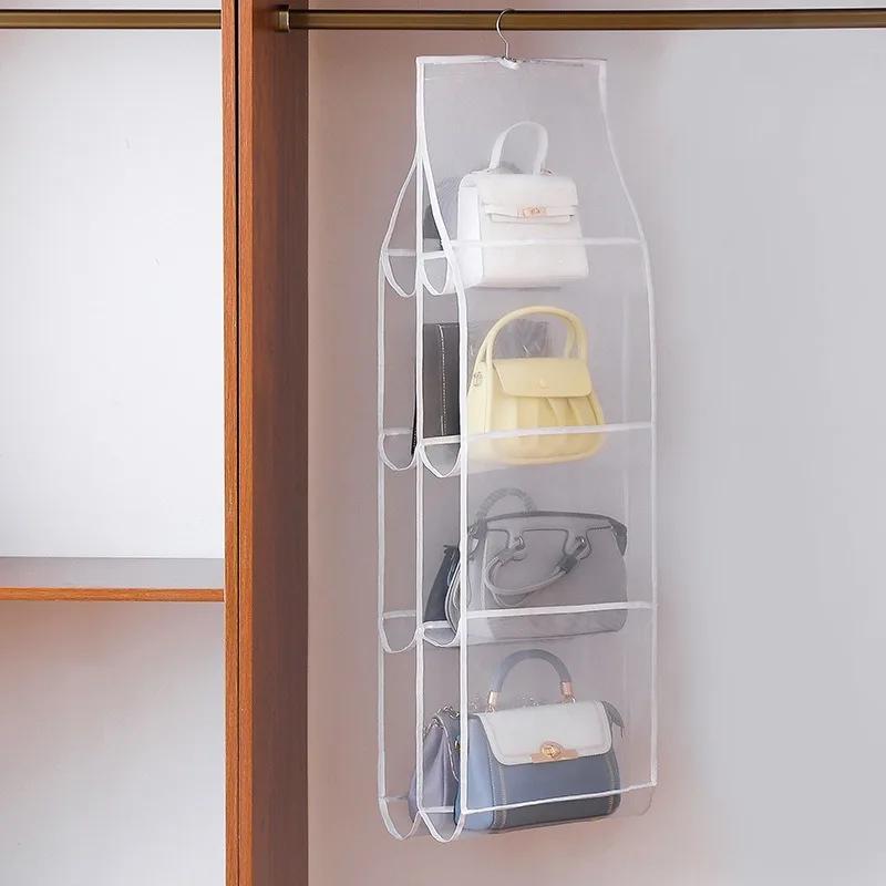 Storage Bags for Closet Organizer Clothing Hanging Type Eco-Friendly Dust-proof Three-dimensional Transparent 6/8 Grids