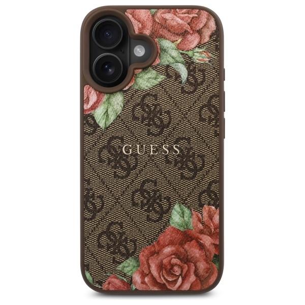 Guess Guhmp16Sp4Ropemcw Iphone 16 6.1   Brązowy/Brown Hardcase 4G Flowers Print Magsafe