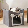 Pet Cat House Large Cat Bed Four Season Universal Double Layered Cats With Fluffy Ball Hanging Cube Beds For Large Kitten Indoor