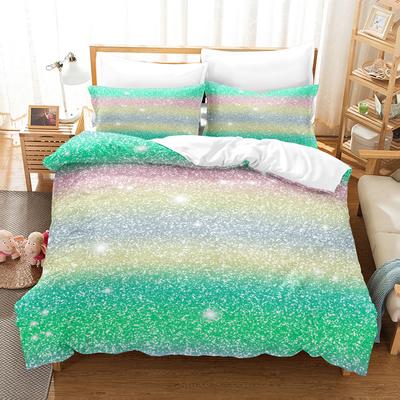 Home Textile Multicolored Glitter Three-Piece Quilt Cover 3D Digital Printing Bedding