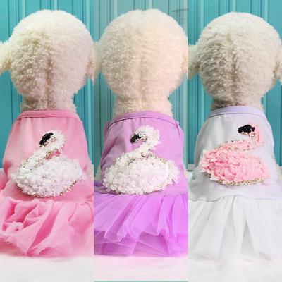 Pet Dog Dog Clothes Teddy Spring and Summer New Swan Fairy Skirt