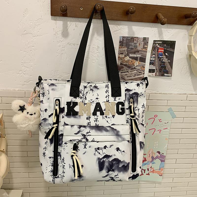 Schoolbag ink painting national style schoolbag female junior high school students high value large capacity high school students backpack male