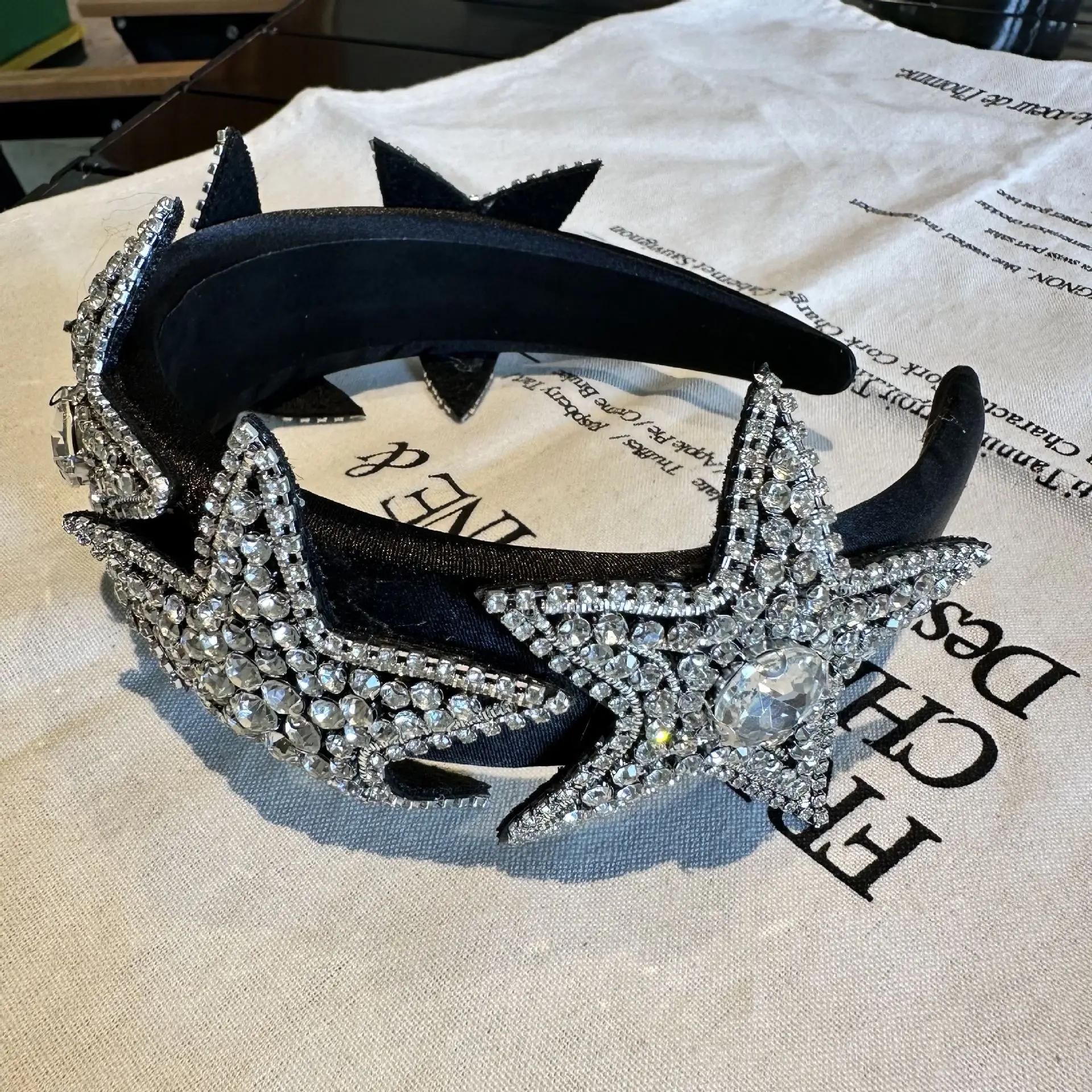 

Серебряная хрустальная повязка на голову в виде звезды, тиара богини, свадебная тиара и короны, тиара со стразами, головной убор для вечеринки, свадебные аксессуары для волос