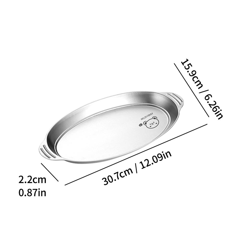 304 Stainless Steel Dinner Plate Home Steaming Fish Plate Oval Serving Platter Thickened Snack Dessert Food Plates Oven Safe N