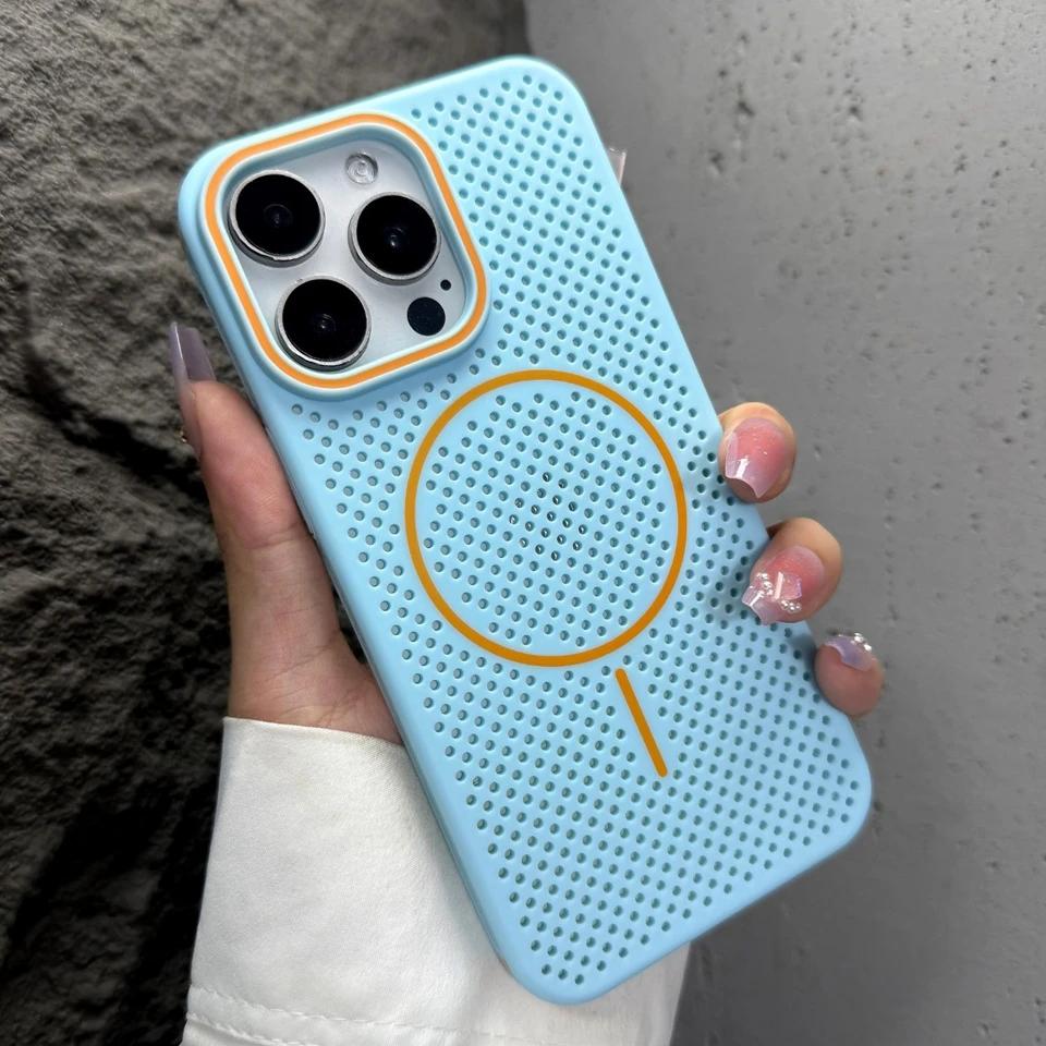 Magnetic Phone Case For iPhone 17 Air 15 14 13 12 16 Pro Max 14Pro 16Pro Magsafe Heat dissipation Protector Shockproof Hard Cover