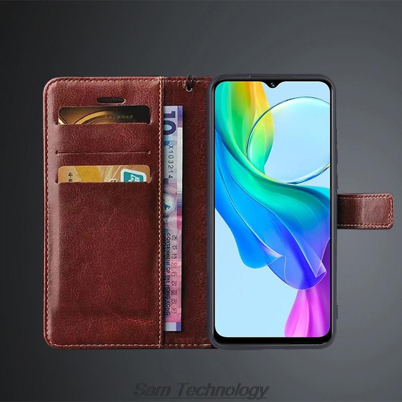 Karte Halter Abdeckung Fall für Vivo Y18 / Vivo Y18e Pu Leder Flip-Cover Retro Brieftasche Telefon Fall Vivo Y18 e Business Fundas Coque