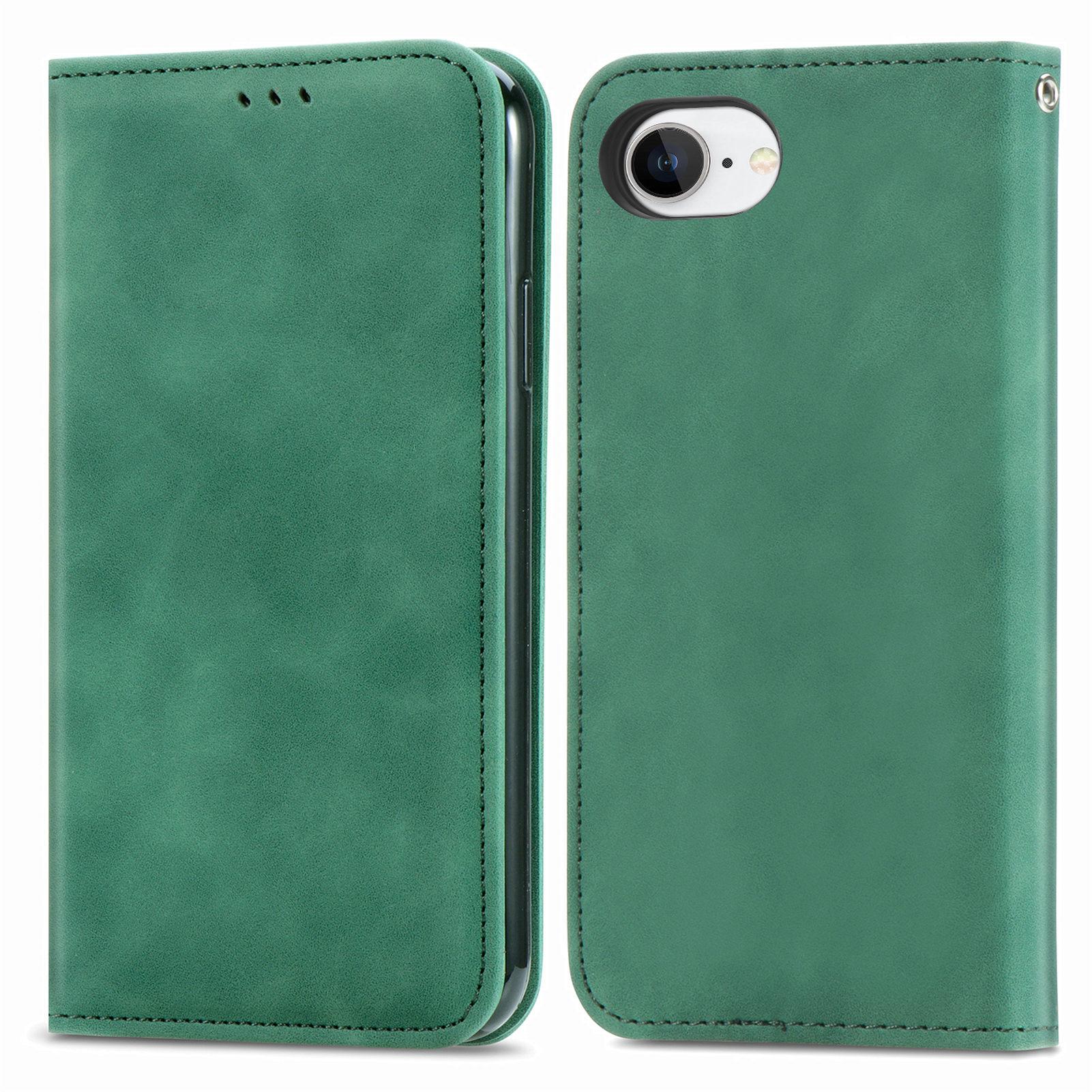 

For iPhone 16e Leather Case with Card Holder Magnetic Absorption Phone Cover Grey
