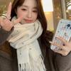 New Monochrome Dotted Scarf Women's Autumn and Winter New Warm Thickened Student Korean Version Versatile Shawl