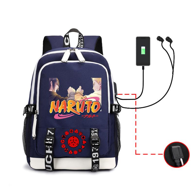 Anime Rucksack Mode Street Trend Herren Große Kapazität USB Kopfhörer Computertasche