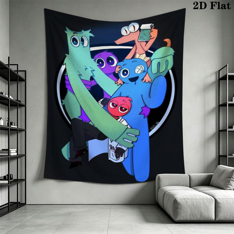 Rainbow Friends Force Wandteppich Ästhetischer Wandbehang Bedruckte Stoffdecke Dekorative Wandteppiche für Schlafzimmer Wohnzimmer Heimdekoration
