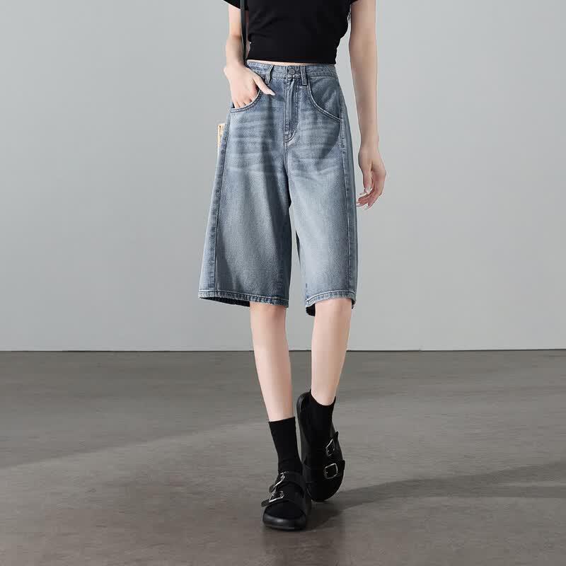 SOFSIL Women s High-Waist Wide-Leg Denim Shorts 32/XXXXL