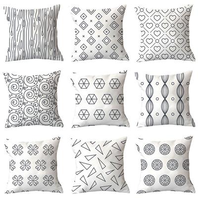 Simple New Black and White Geometric Plush Pillowcase Home Fabric Sofa Pillow Cushion Cover Design