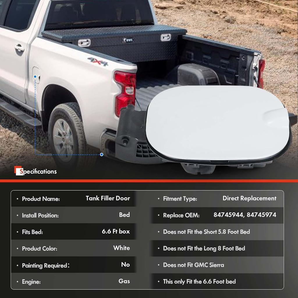 Fuel Tank Filler Pipe Housing With Cap Door Fit For Chevy Silverado 1500 -2025 - Only Fit Chevrolet Gas 6'6" Bed - Gas Cap Tank Door Cove Pocket