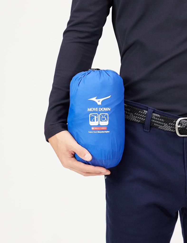 Mizuno Breath Thermo Move Down Golf Recycled Nautical Size E2ME2505 Wear, Moisture-Wicking, Heat-Generating, Materials, Men's, Blue, XL,