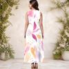 Women Plus Size Round Neck Sleeveless Printed A Line Long Dress With Side Pockets
