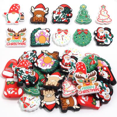 2pcs Silicone Beads Lovely Christmas Series Santa Reindeer Snowman Tree Loose Beads For Jewelry Making DIY Christmas Gifts Decor
