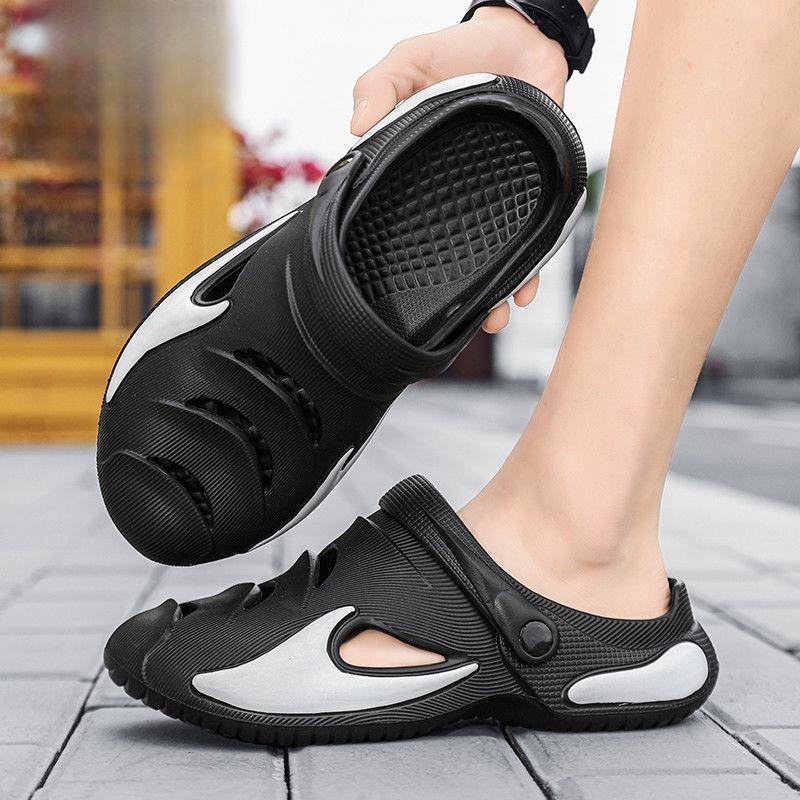 Cave Shoes Men's Summer Outer Wear Beach Anti-slip Slippers Thick Bottom Super Soft Wrapped Toe Sandals Dual Purpose