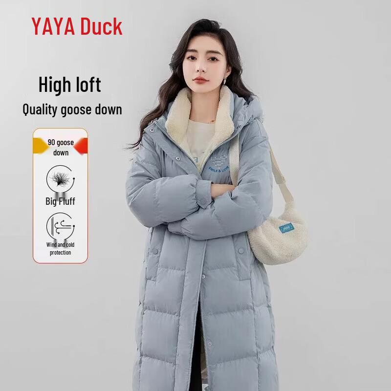 

YAYA Women s Hooded Korean Mid-Length Goose Down Jacket DYL06B0790 S