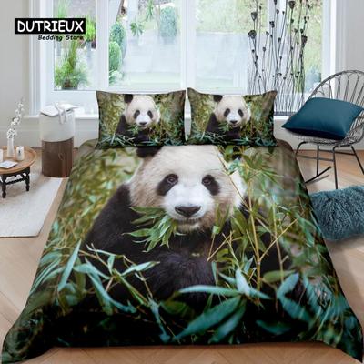Hogar y Vida Lujo Juego de Ropa de Cama de Panda 3D Funda Nórdica Funda de Almohada Juego de Cama para Niños Tamaño Queen y King UE/EE. UU./AU/Reino Unido