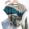 T-shirt da donna estiva a girocollo a maniche corte con motivo astratto stampato in 3D, artistica, leggera, casual e alla moda