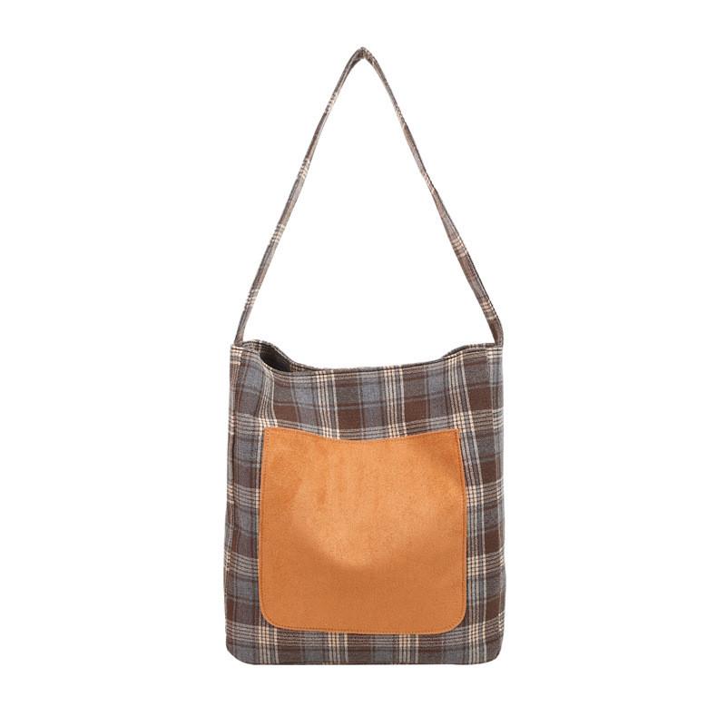 Street Style Plaid Shoulder Bag For Daily Use With Magnetic Closure And Phone Pocket