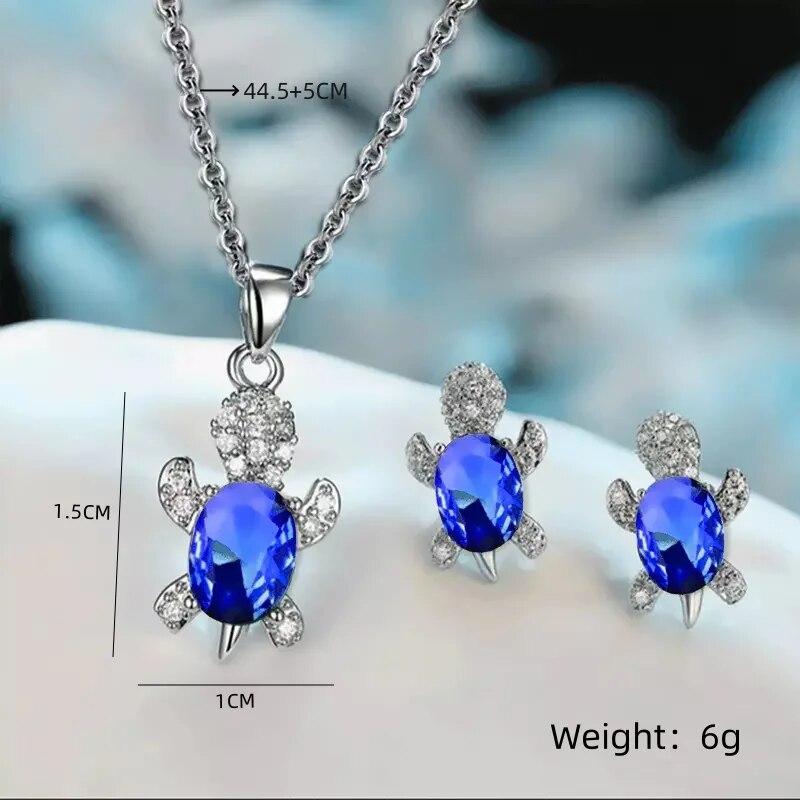 3 Pieces Punk Style Minority Design Fashion Turtle Earring Necklace Set Animal Jewelry Series