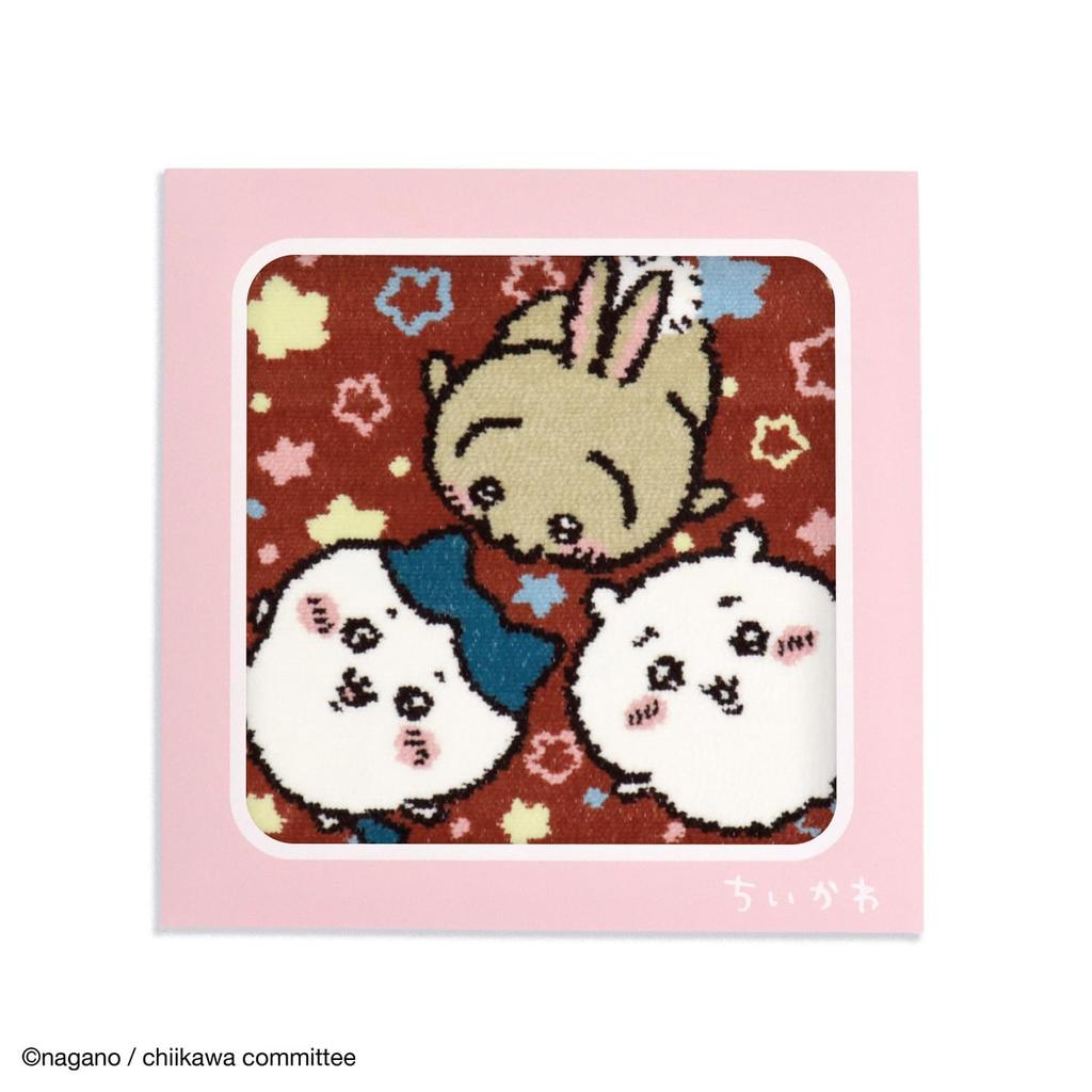 Chiikawa Sparkly Towel Chenille Comes In a Cute 25 X 25 Cm Handkerchief, Pink, Weave, Package, 41-5090250, Approx.
