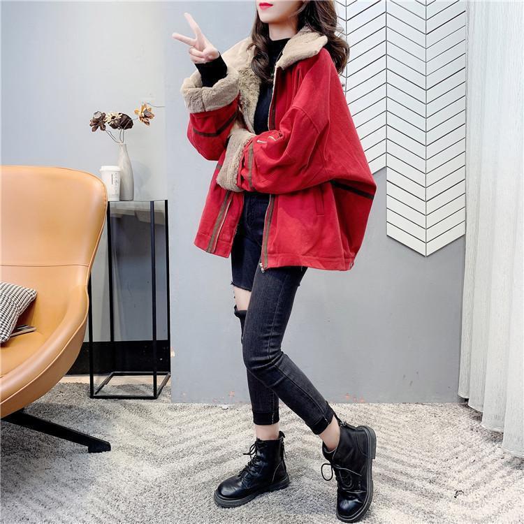 Women's 2025 Autumn/Winter Short Parka: Plus Velvet, Thick Cotton, Loose Fit, Fur Collar, Petite Korean Style