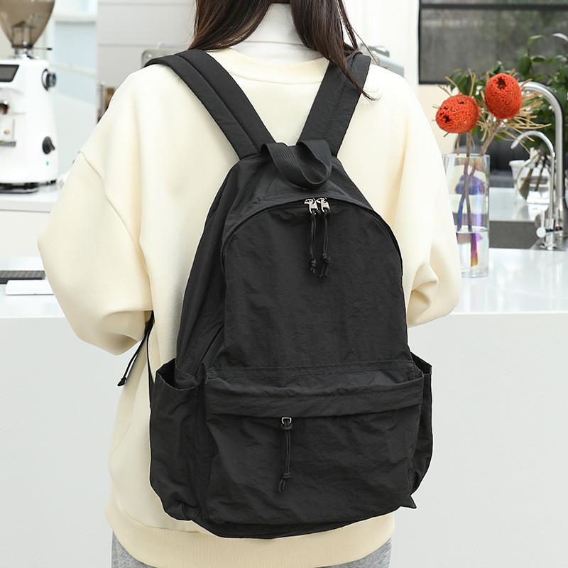 IELGY Japanese casual literary canvas schoolbag, simple washing water and old backpack, khaki fashion nylon backpack.