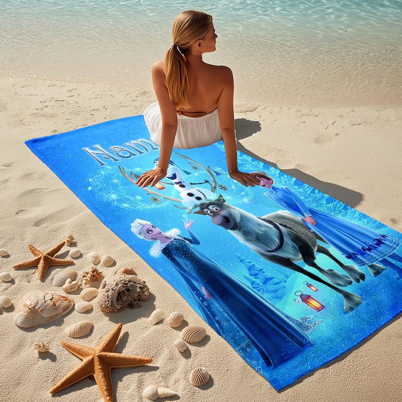 Custom Name Princess Fantasy Stylish Digital Printing Beach Towel Quick‑Drying Absorbent Blanket for Beach Pool Gym Travel