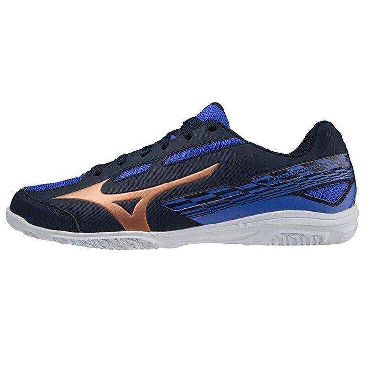 Mizuno Crossmatch Sword Men Low Top Table Tennis Training Shoes Black Blue 81GA213050 40