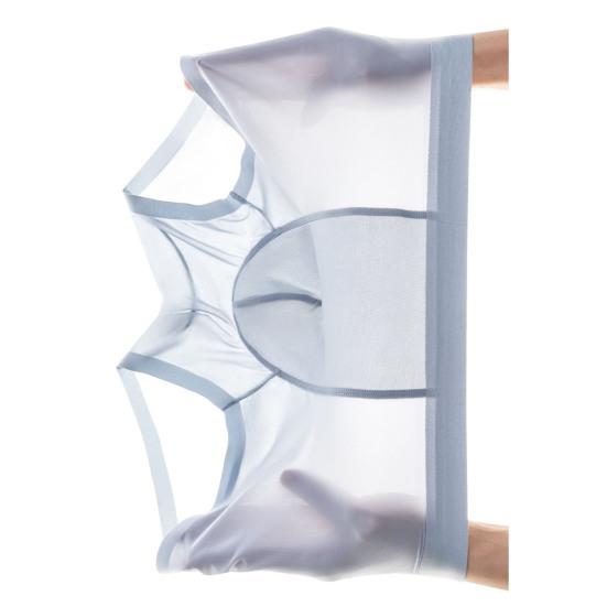 Men Ice Silk Shorts Briefs Mid-rise Elastic Waist Slim Fit Underwear Ultra-thin U-convex Solid Color Panties