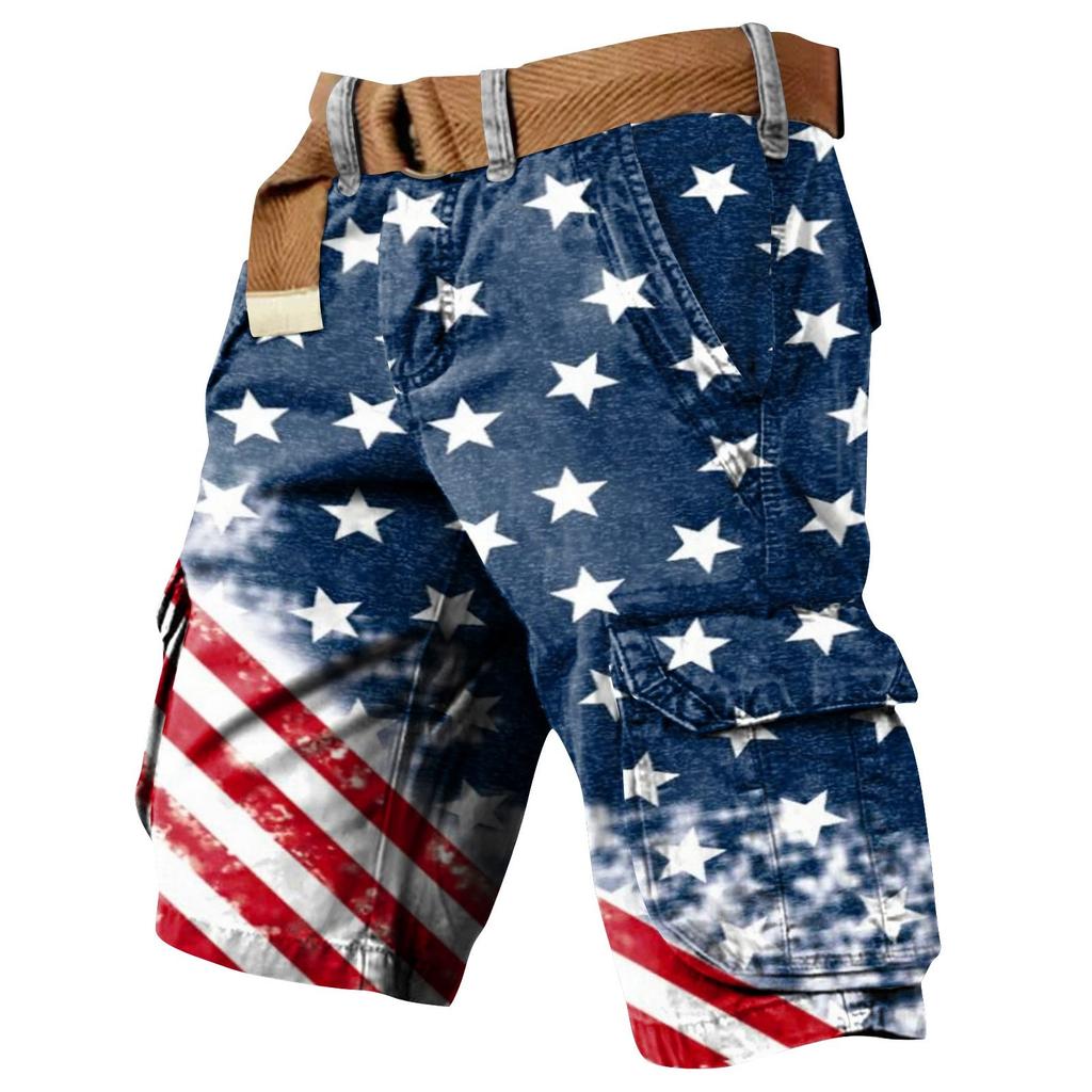 Męskie szorty robocze z nadrukiem na Dzień Niepodległości i wieloma kieszeniami