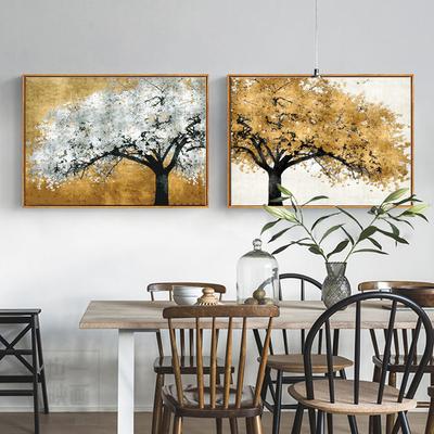 Golden Silver Rich Tree Modern Canvas Paintings Abstract Art for Living Room Posters And Prints Landscape Pictures  Unframed