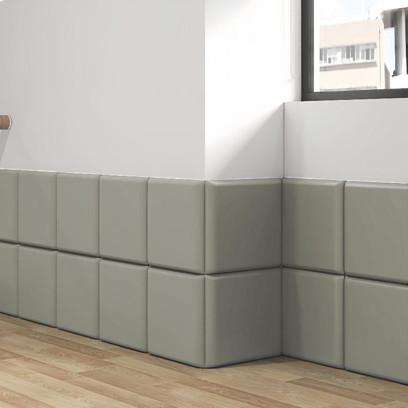 Sticker de Perete Pătrat 3D Tapițat Culoare Solidă Autoadeziv Piele Gros Copii Anti-coliziune Panouri Decor Perete Căpătâi