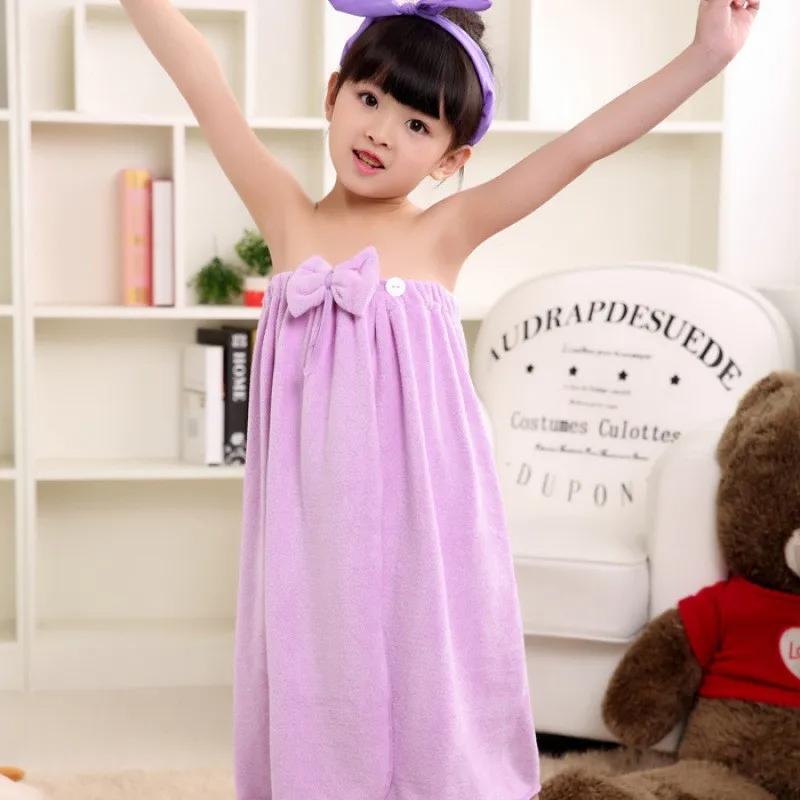 Variable Bow Bath Towel Medium And Large Children Can Wear A Shower Skirt Absorbent Hair Soft Student Swimming Bath Bathrobe
