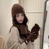 Solid Color Hat Scarf Gloves Set Warm Winter Beanie Hat Neck Warmer Thermal Knit Cap  Hiking