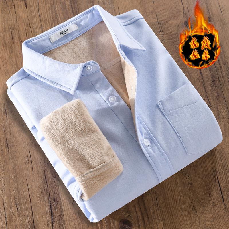 

Утепленная флисовая повседневная мужская куртка-рубашка XXXL небесно-голубой