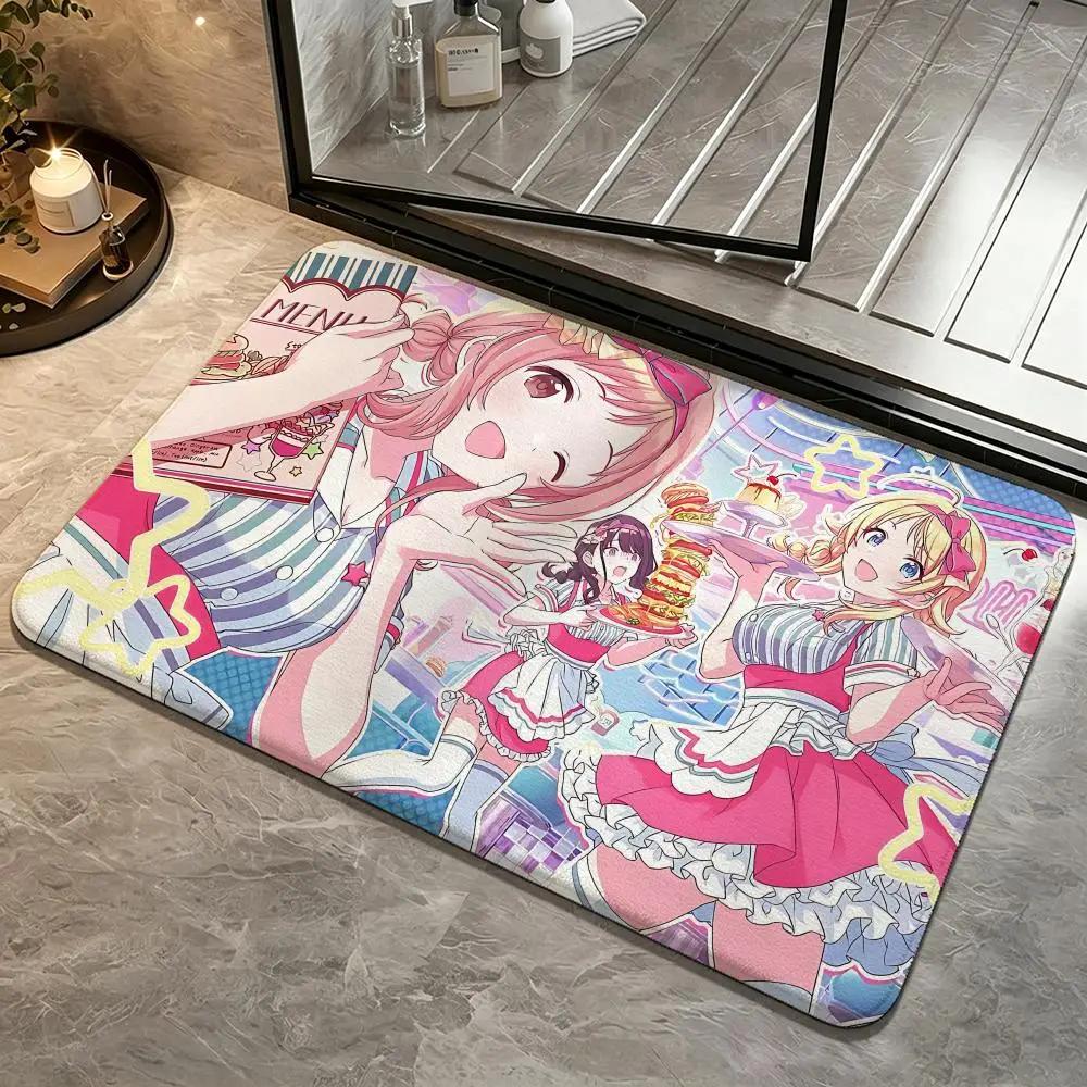 Game-THE IDOLM@STERS Floor Mat Soft Non-Slip Bath Mat, Bedside Carpet, Absorbent Doormat for Home