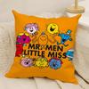 Classic Reto Cartoon M-Mr. Men And Little Miss 2 Pillow Case Natural Linen Double-Sided Printing Sofa Home Decor Cushion Cover