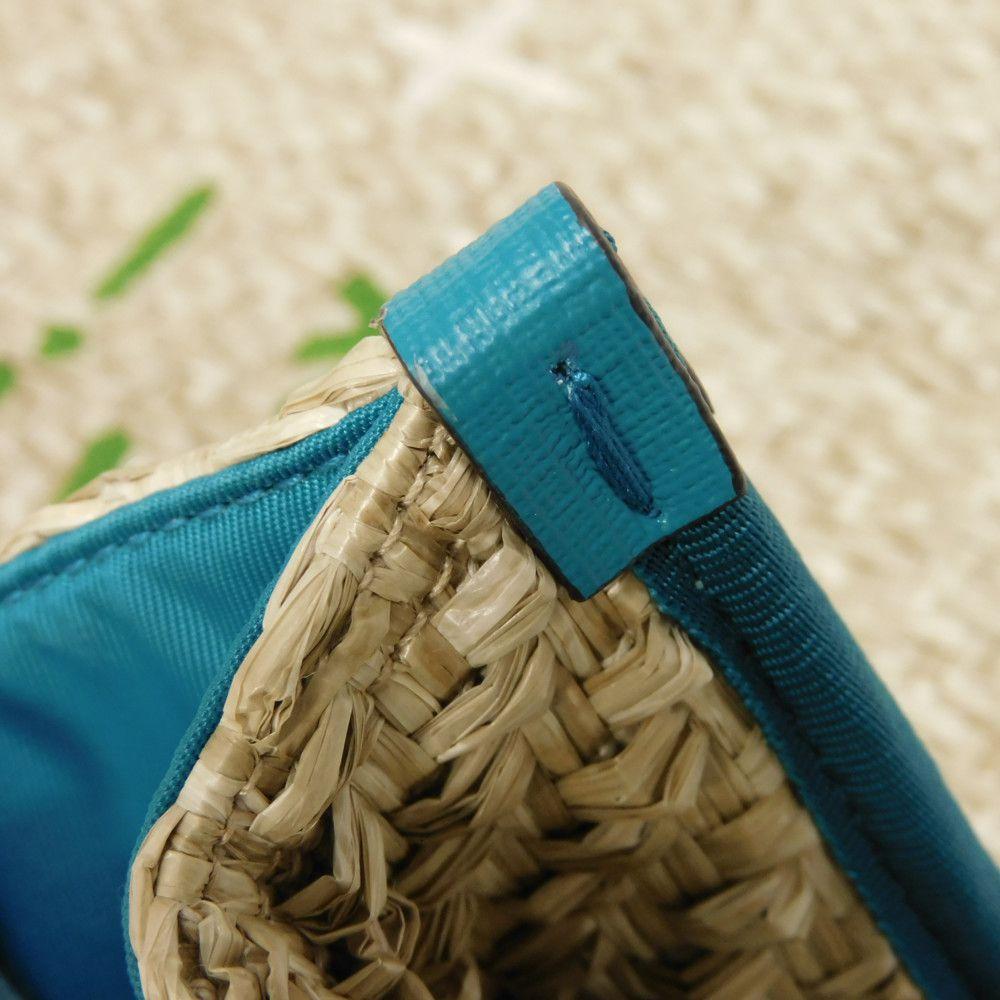 Used 9539 ME MYSELF & I Tote Bag 605831 7924 Emerald Green TIFFANY & Co. Blue Green White Logo Straw Natural Kids from