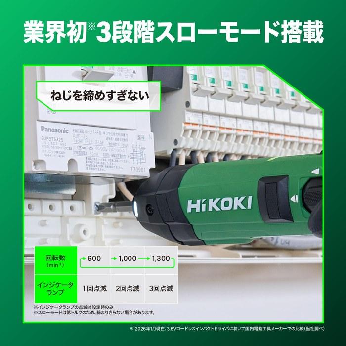 HiKOKI WH3DA 3.6V Cordless Impact Driver (Aggressive Green) with Battery, Charger, and 1-Year Warranty