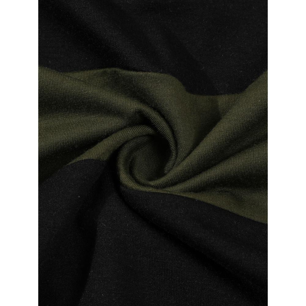 Herren Langarm Gestreiftes Revers Freizeit T-Shirt Poloshirt