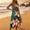 Women Casual Sleeveless Dress Floral Print Irregular Hem Mid Length Summer Beach Dress Lightweight Comfortable Fabric