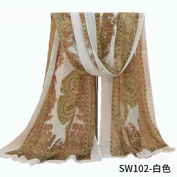 Women Long Chiffon Flower Scarf Sheer Wrap Neck Shawl Stole