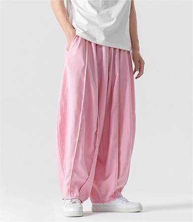 East Rain Wide-Leg Baggy Pants, Sarouel Pants, Solid Color, Lightweight, Loose Fit, Easy-Dress Pants, Plus Sizes, Men's, SEW516